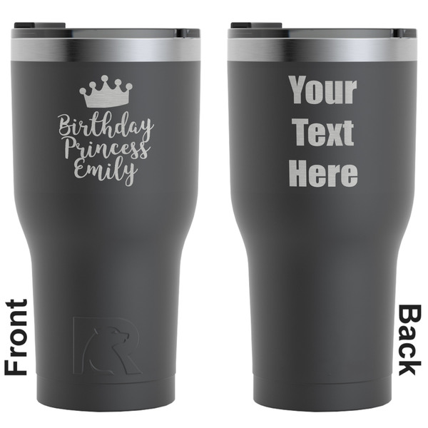Custom Birthday Princess RTIC Tumbler - Black - Engraved Front & Back (Personalized)