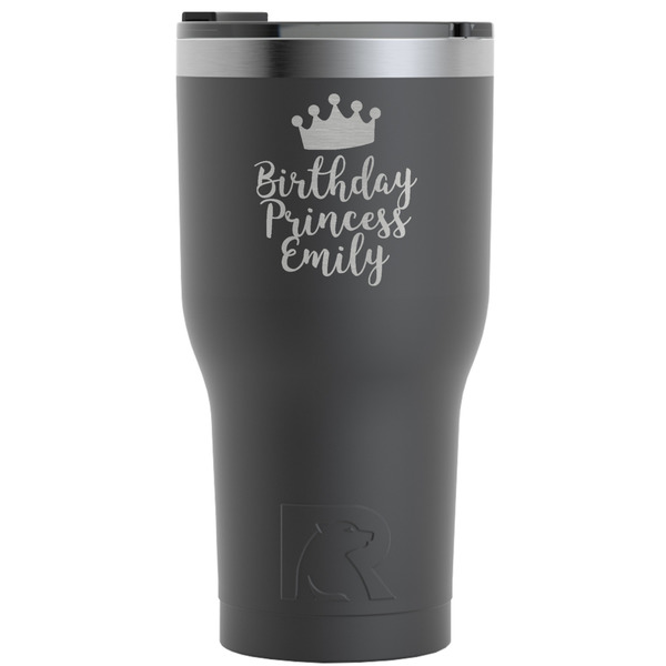 Custom Birthday Princess RTIC Tumbler - Black - Engraved Front (Personalized)