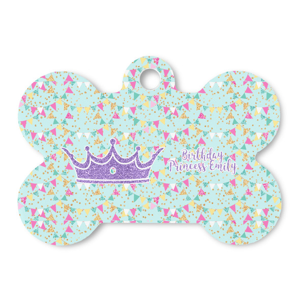 Custom Birthday Princess Bone Shaped Dog ID Tag - Large (Personalized)