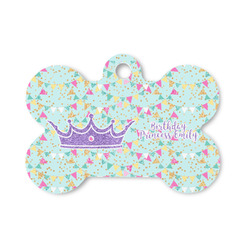 Birthday Princess Bone Shaped Dog ID Tag - Small (Personalized)