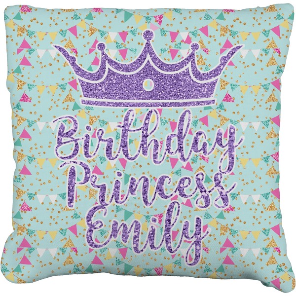 Custom Birthday Princess Faux-Linen Throw Pillow 16" (Personalized)