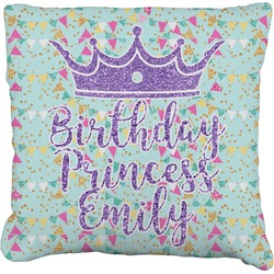 Birthday Princess Faux-Linen Throw Pillow 18" (Personalized)
