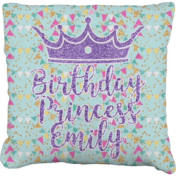 Custom Birthday Princess Faux-Linen Throw Pillow 18" (Personalized)