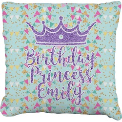 Birthday Princess Faux-Linen Throw Pillow 20" (Personalized)