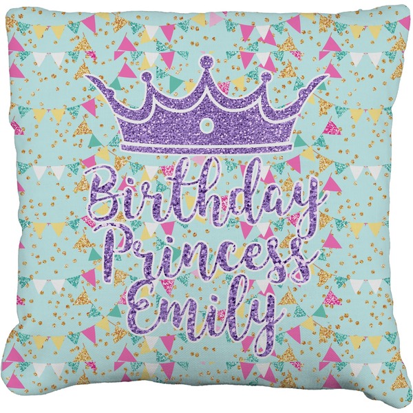 Custom Birthday Princess Faux-Linen Throw Pillow 20" (Personalized)