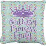 Birthday Princess Faux-Linen Throw Pillow 26" (Personalized)