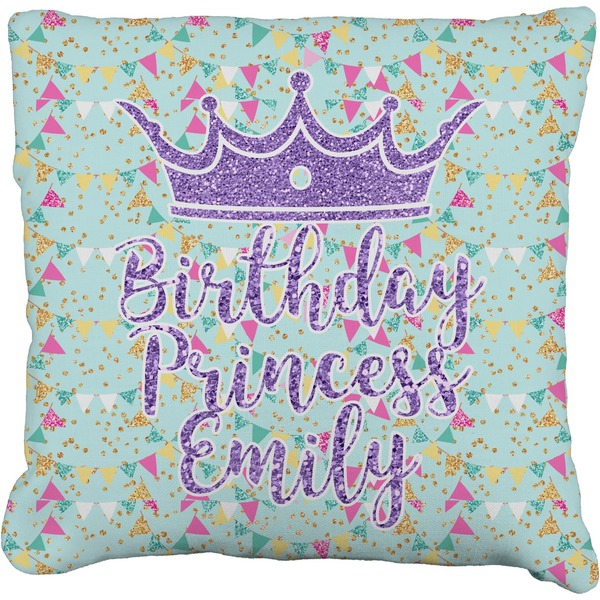 Custom Birthday Princess Faux-Linen Throw Pillow 26" (Personalized)