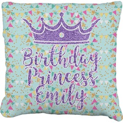Birthday Princess Faux-Linen Throw Pillow (Personalized)