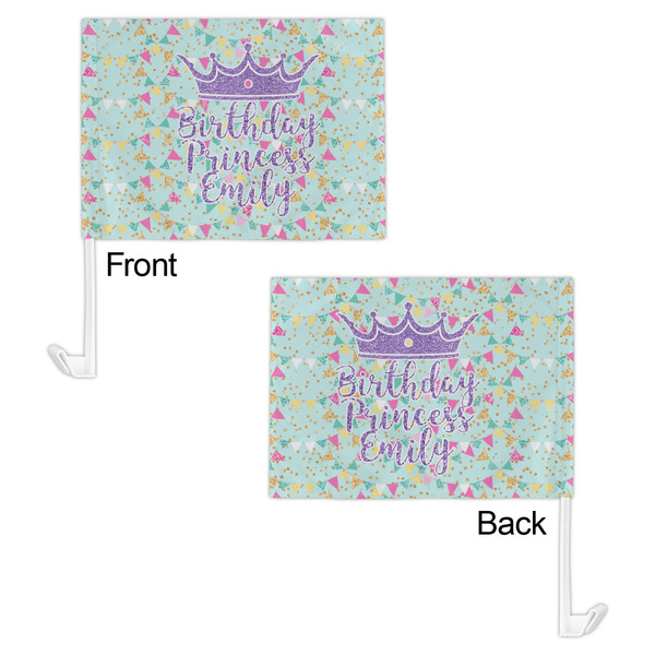 Birthday Princess Car Flag - 11" x 8" - Front & Back View