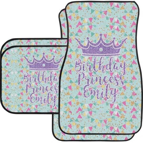 Custom Birthday Princess Car Floor Mats Set - 2 Front & 2 Back (Personalized)