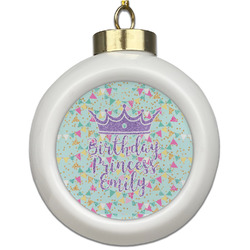 Birthday Princess Ceramic Ball Ornament (Personalized)