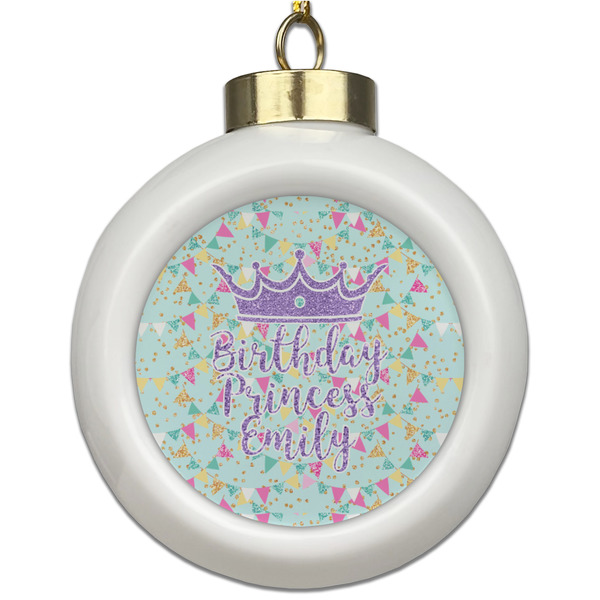 Custom Birthday Princess Ceramic Ball Ornament (Personalized)