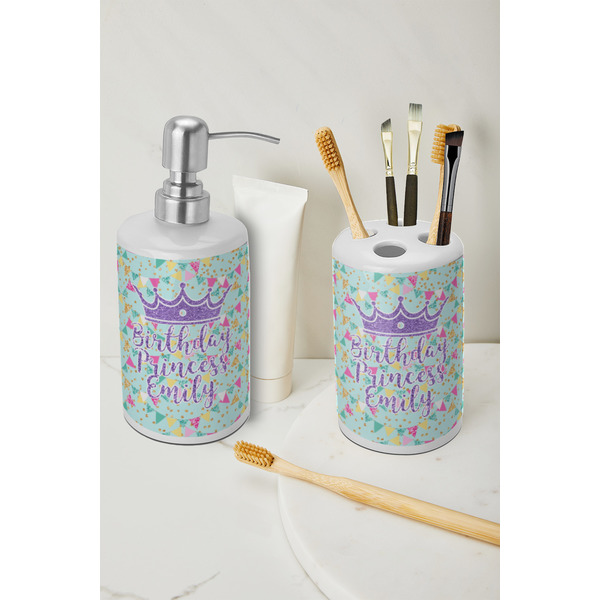 Birthday Princess Ceramic Bathroom Accessories - LIFESTYLE (toothbrush holder & soap dispenser)