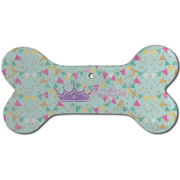 Custom Birthday Princess Ceramic Dog Ornament - Front w/ Name or Text