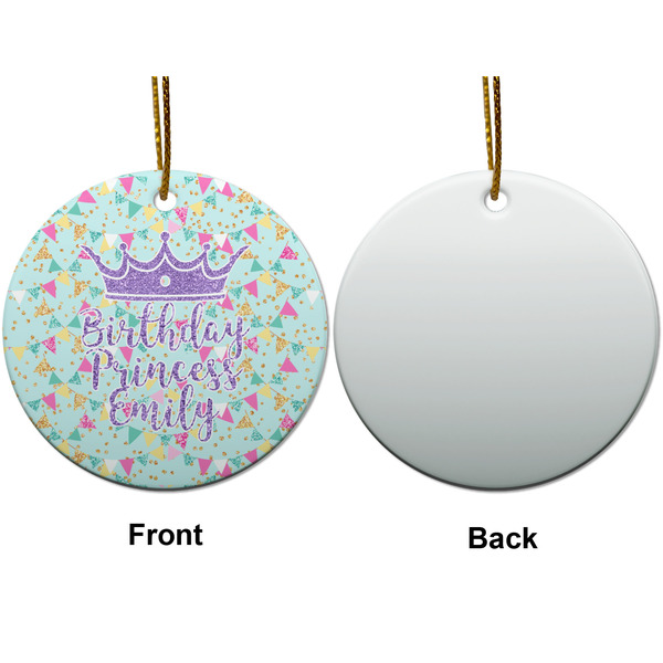 Birthday Princess Ceramic Flat Ornament - Circle Front & Back (APPROVAL)