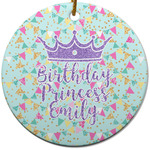 Birthday Princess Round Ceramic Ornament w/ Name or Text