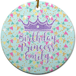 Birthday Princess Round Ceramic Ornament w/ Name or Text