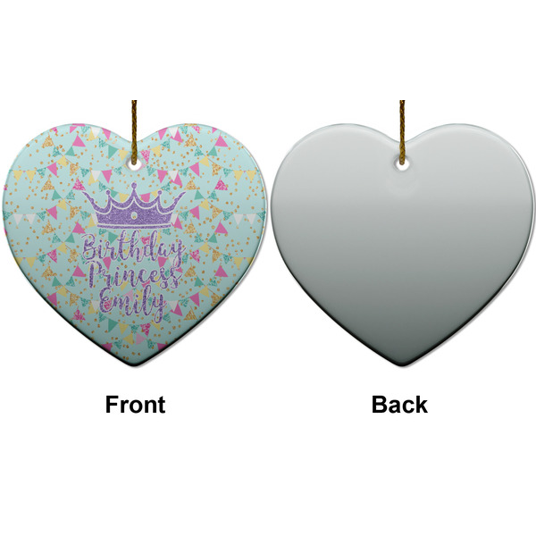Birthday Princess Ceramic Flat Ornament - Heart Front & Back (APPROVAL)