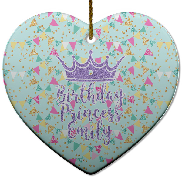 Custom Birthday Princess Heart Ceramic Ornament w/ Name or Text