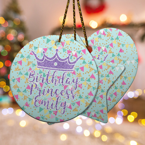 Custom Birthday Princess Ceramic Ornament w/ Name or Text