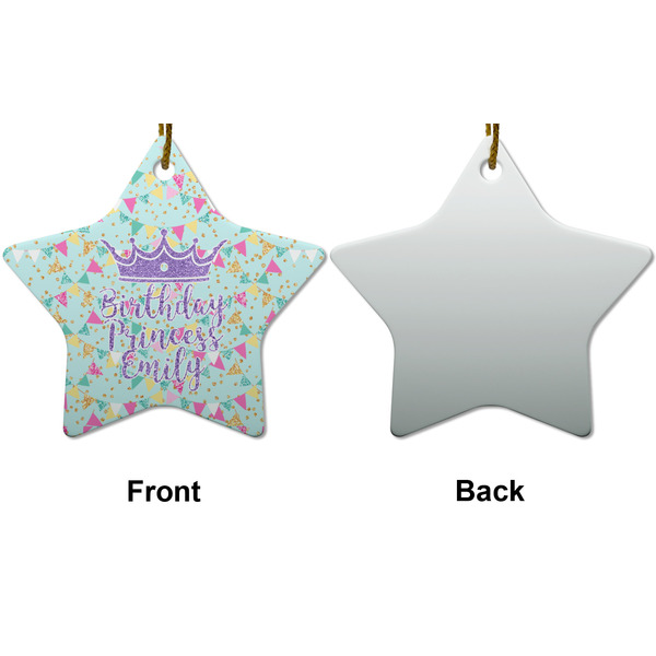 Birthday Princess Ceramic Flat Ornament - Star Front & Back (APPROVAL)