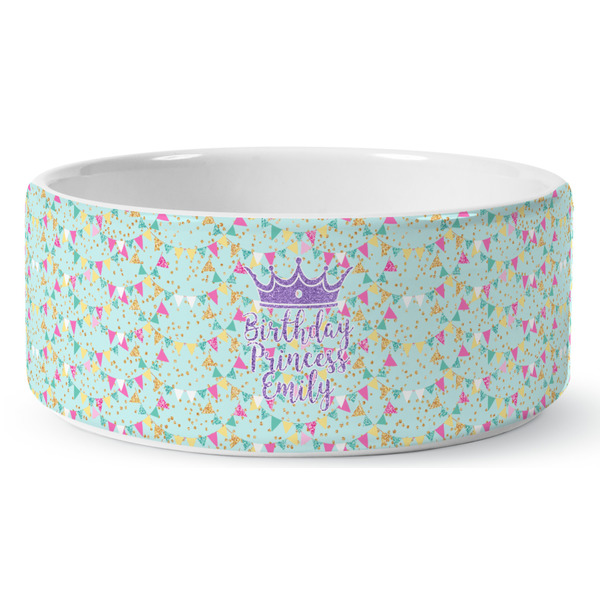 Custom Birthday Princess Ceramic Dog Bowl - Large (Personalized)