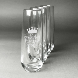 Birthday Princess Champagne Flute - Stemless Engraved - Set of 4 (Personalized)