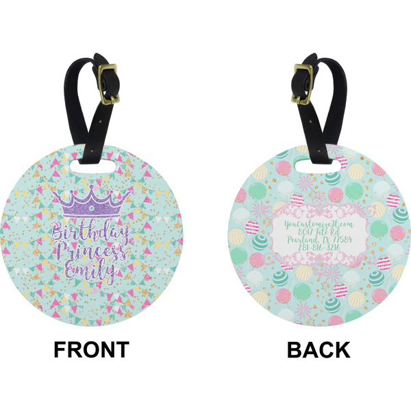 Birthday Princess Circle Luggage Tag (Front + Back)
