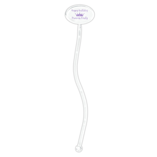 Birthday Princess Clear Plastic 7" Stir Stick - Oval - Single Stick