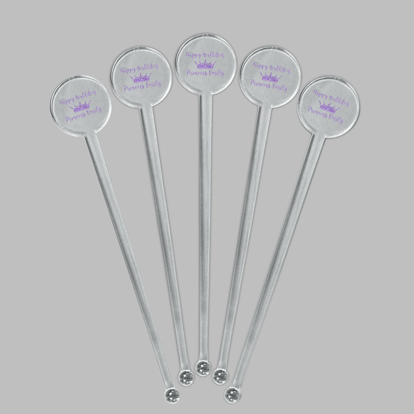 Birthday Princess Clear Plastic 7" Stir Stick - Round - Fan View