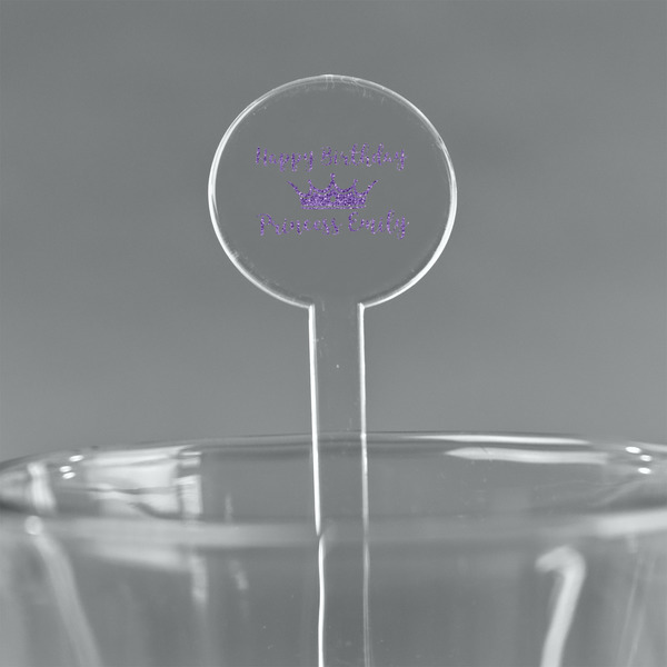 Custom Birthday Princess 5.5" Round Plastic Stir Sticks - Clear (Personalized)