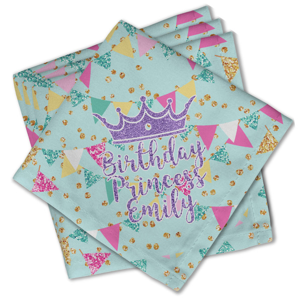 Custom Birthday Princess Cloth Cocktail Napkins - Set of 4 w/ Name or Text