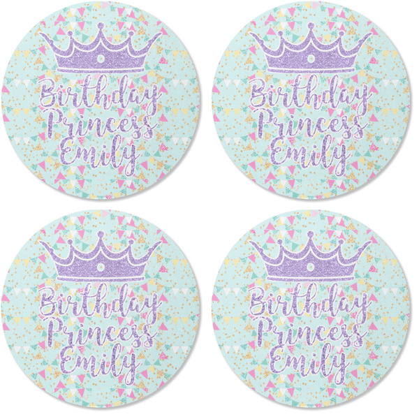 Birthday Princess Coaster Round Rubber Back - Apvl