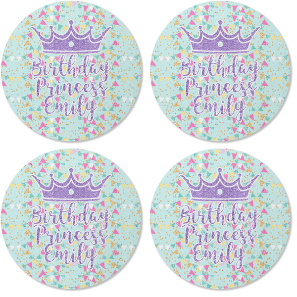 Birthday Princess Coaster Round Rubber Back - Apvl
