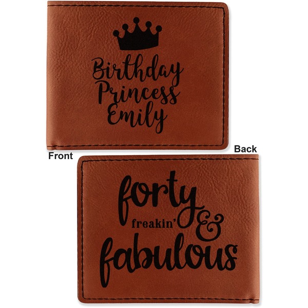 Birthday Quotes and Sayings Cognac Leatherette Bifold Wallets - Front and Back
