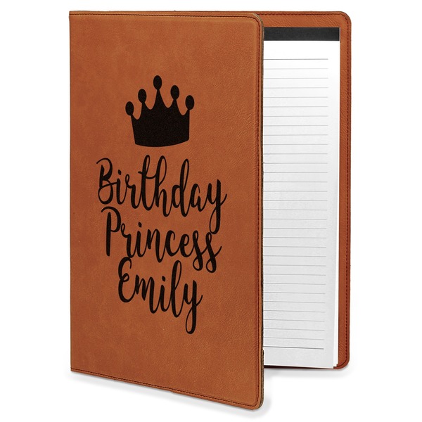 Custom Birthday Princess Leatherette Portfolio with Notepad - Large - Single Sided (Personalized)