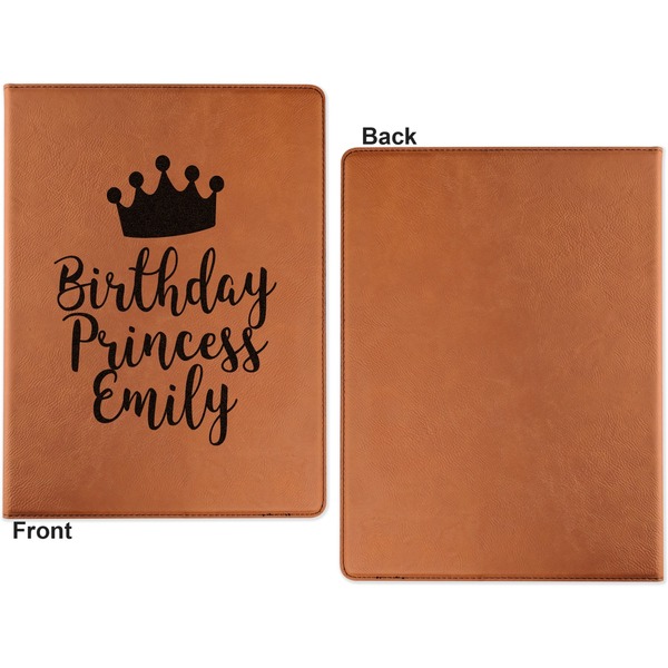 Birthday Princess Cognac Leatherette Portfolios with Notepad - Large - Single Sided - Apvl