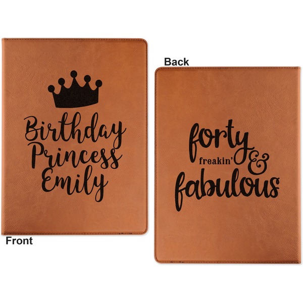 Birthday Princess Cognac Leatherette Portfolios with Notepad - Small - Double Sided- Apvl