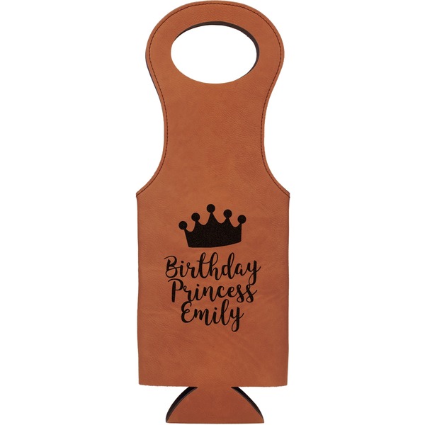 Custom Birthday Princess Leatherette Wine Tote - Double Sided (Personalized)
