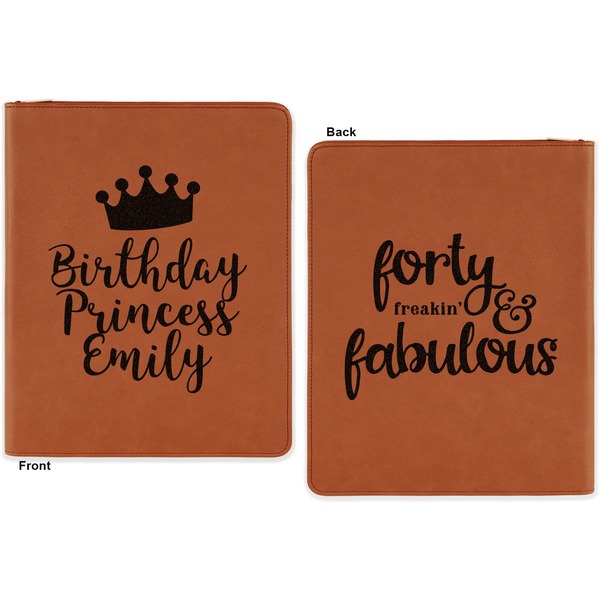 Birthday Quotes and Sayings Cognac Leatherette Zipper Portfolios with Notepad - Double Sided - Apvl