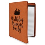 Birthday Princess Leatherette Zipper Portfolio with Notepad - Single Sided (Personalized)