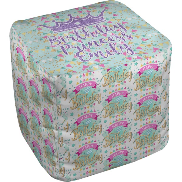 Custom Birthday Princess Cube Pouf Ottoman (Personalized)