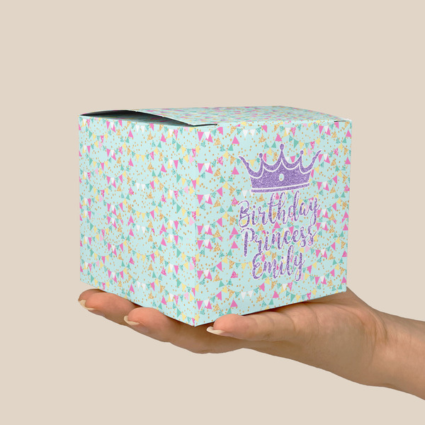 Birthday Princess Cube Favor Gift Box - On Hand - Scale View