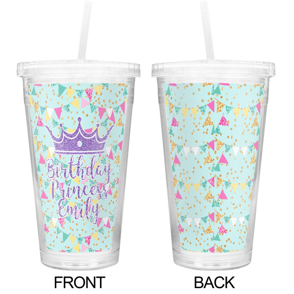 Birthday Princess Double Wall Tumbler with Straw - Approval