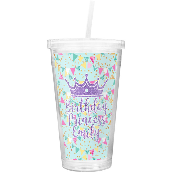 Custom Birthday Princess Double Wall Tumbler with Straw (Personalized)