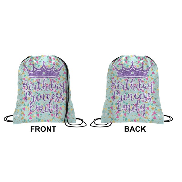 Birthday Princess Drawstring Backpack Front & Back Medium