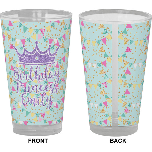 Birthday Princess Pint Glass - Full Color - Front & Back Views