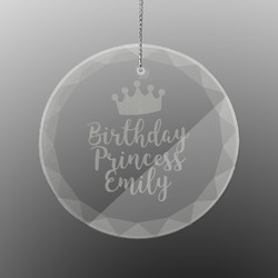 Birthday Princess Engraved Glass Ornament - Round (Personalized)