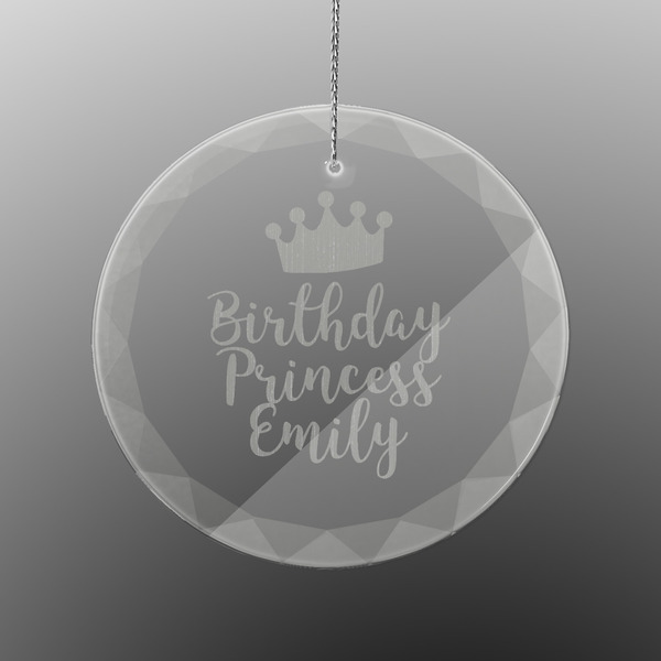 Custom Birthday Princess Engraved Glass Ornament - Round (Personalized)