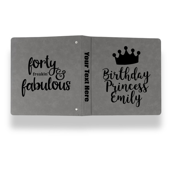 Birthday Princess Leather Binder - 1" - Grey - Back Spine Front View